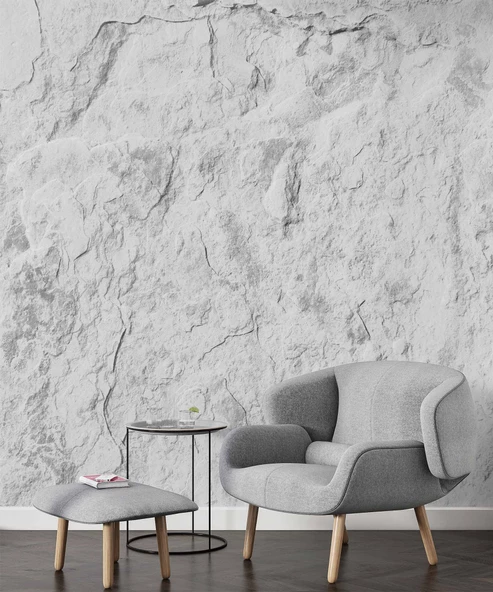 Gri Duvar Dokulu Duvar Kağıdı Baskı - Resim 6