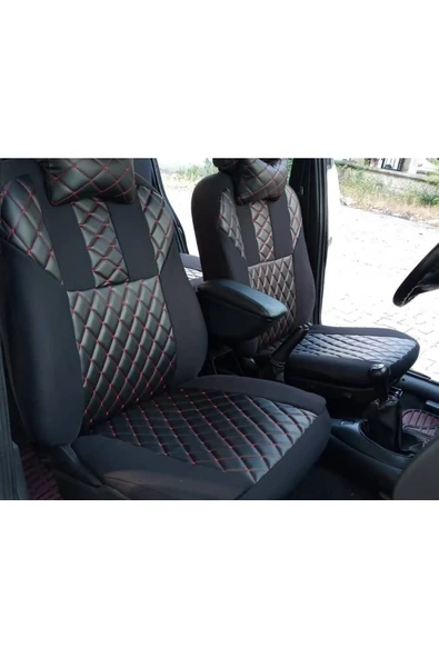 ucuzdukkan28 Peugeot Bipper Deri Oto Koltuk Kılıfı Ön Arka Koltuklar Set - Kırmızı - 4