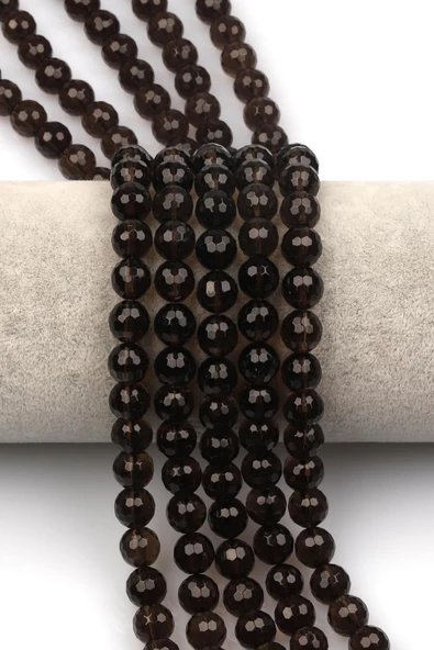 Dumanlı Kuvars Doğaltaş Dizi 8 mm Fasetli Küre Kesim ürün görseli