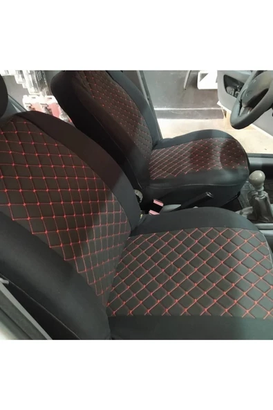 ucuzdukkan28 Mercedes GLK Lüks Kapitone Kumaş Oto Koltuk Kılıfı Ön ve Arka Set - Kırmızı - 2