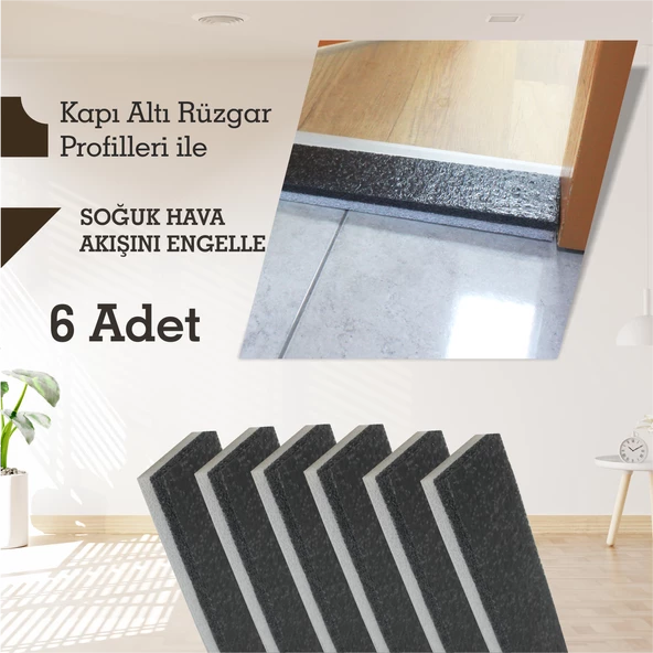 Kapı Rüzgar Önleyici 90x8x2.5 cm PE Siyah-Beyaz 6 Adet