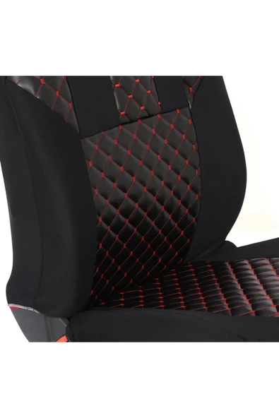 ucuzdukkan28 Mercedes Travego Deri Oto Koltuk Kılıfı Ön Arka Koltuklar Set - Kırmızı - 2