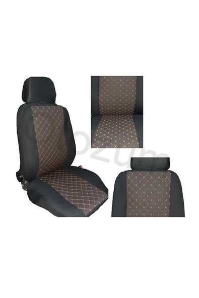 ucuzdukkan28 Skoda Roomster Lüks Kapitone Kumaş Oto Koltuk Kılıfı Ön ve Arka Set - Turuncu - 4