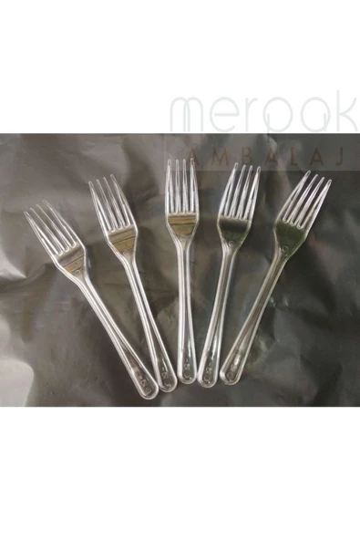 Merpak Ambalaj Sert Kalın Plastik Çatal 100 Adet 1. Kalite Lüks Şeffaf Çatal - 2
