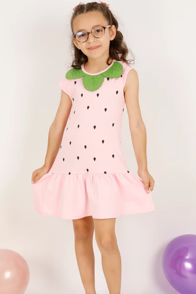 KIZ ÇOCUK ELBİSE ÇİLEK A38 - Resim 4