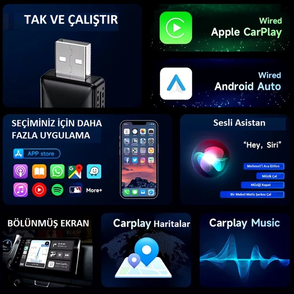 Yate10 Kablosuz Android Auto/Car Play USB Dongle Cihazı - 3