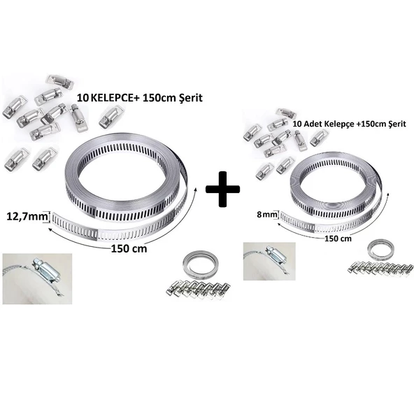 Yate10 Şerit Kelepçe Set (300cm Şerit 20 Adet Kelepçe) - 4
