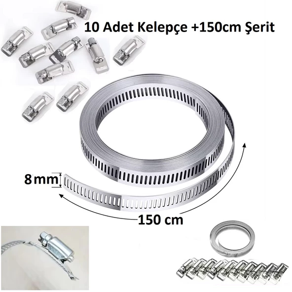 Yate10 Şerit Kelepçe (8mmx150cm Şerit 10 Adet Kelepçe) - 4