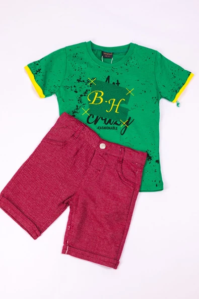 Erkek Çocuk Şortlu Takim Baskili A49 HCM00049 - Resim 5