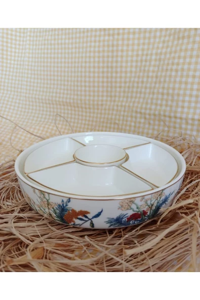 Blossoms 7 Parça Porselen Kahvaltı Seti, Çerezlik ve Sunumluk 20 Cm - 5