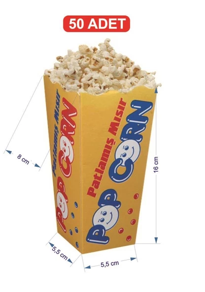 Küçük Karton PopCorn / Mısır Kutusu 50 Adet