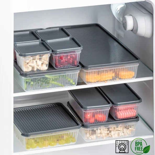 Porsima 2014 32'li Buzluk Buzdolabı Düzenleyici Derin Dondurucuya Uygun Bakliyat Saklama Kabı Seti -Antrasit - Resim 6