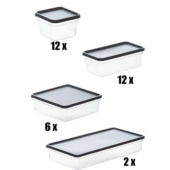 Porsima 2014 32'li Buzluk Buzdolabı Düzenleyici Derin Dondurucuya Uygun Bakliyat Saklama Kabı Seti -Antrasit - Resim 2