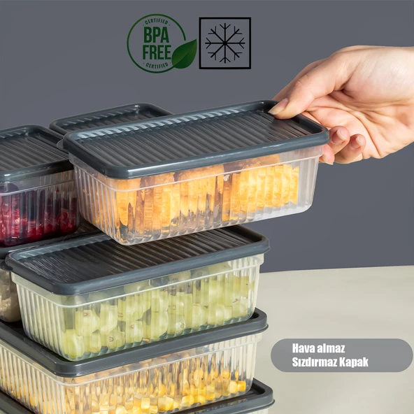 Porsima 2014 32'li Buzluk Buzdolabı Düzenleyici Derin Dondurucuya Uygun Bakliyat Saklama Kabı Seti -Antrasit - Resim 4