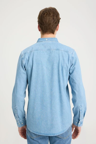 Uzun Kollu Gömlek Mid Blue Mid Blue XL - Resim 3