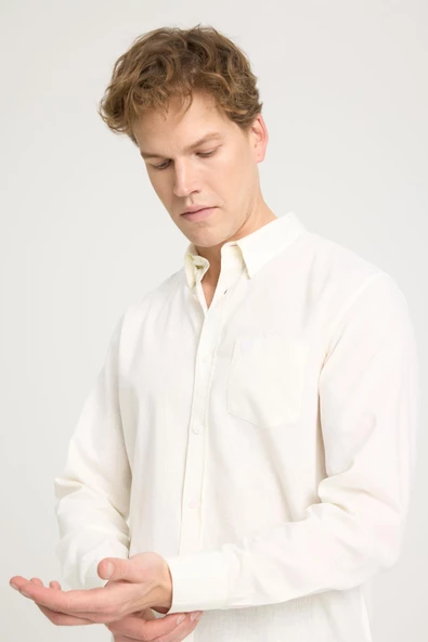 Uzun Kollu Gömlek Worn White Worn White XXL - 5