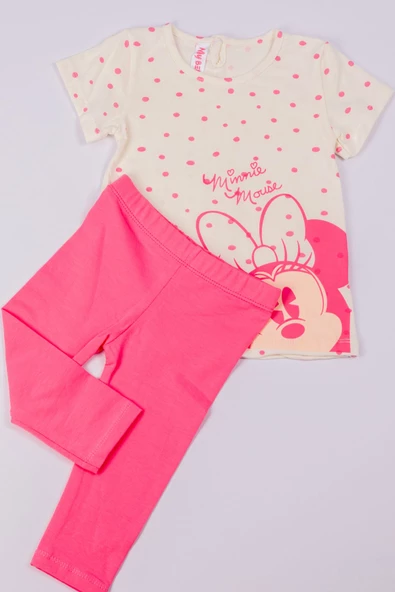 KIZ ÇOCUK TAKIM KAPRİ MİNNİE MOUSE BASKILI A73 - Resim 3