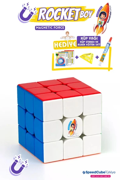 Galery Wood Magnetic Rocketboy 3x3 Profesyonel Manyetik Mıknatıslı Rubik Küp Akıl Küpü Zeka Küpü Speedcube