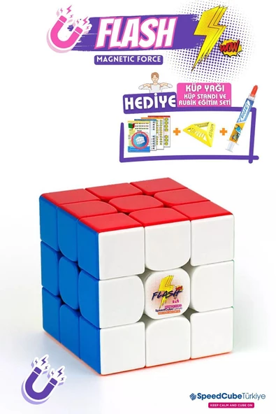 Galery Wood Flash 3x3 Profesyonel Manyetik Mıknatıslı Rubik Küp Akıl Küpü Zeka Küpü Speedcube Canlı Renkler