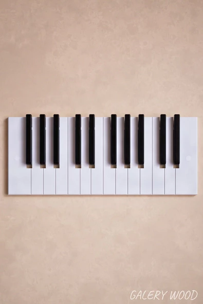 Galery Wood Dekoratif Ahşap 10 Tuşlu Piyano Elbise Askılık Enstrümantal Çok Amaçlı Piano Çanta Kapı Askı;15x38cm - 2