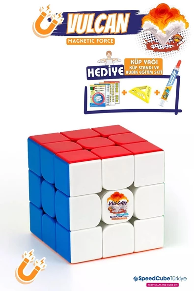 Galery Wood Vulcan 3x3 Profesyonel Manyetik Mıknatıslı Rubik Küp Akıl Küpü Zeka Küpü Speedcube Canlı Renkler