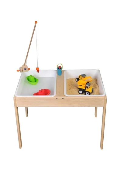 Galery Wood Montessori Doğal Ahşap Duyu Aktivite Kum Ve Su Masası-duyusal Oyun Ve Gelişim Iç Mekan Aktivite Masa - 2