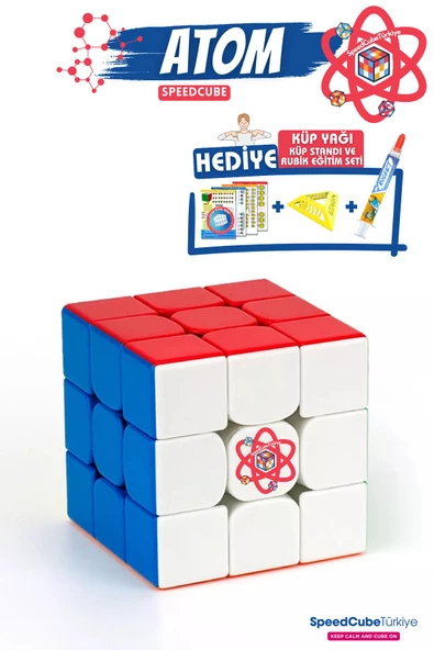 Galery Wood Atom 3x3 Profesyonel Rubik Akıl Zeka Küpü Speedcube Eğitici Oyuncak Hız Küpü Canlı Renkler