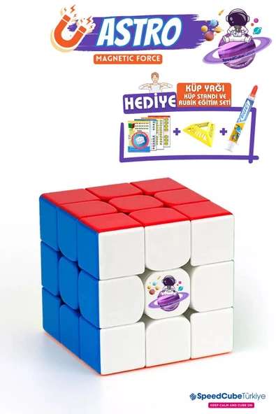 Galery Wood Astro 3x3 Profesyonel Manyetik Mıknatıslı Rubik Küp Akıl Küpü Zeka Küpü Speedcube Eğitici Oyuncak