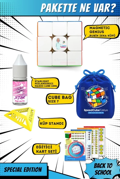 Galery Wood Genius 3x3 Profesyonel Manyetik Mıknatıslı Rubik Küp Akıl Küpü Zeka Küpü Speedcube Canlı Renkler - Resim 2