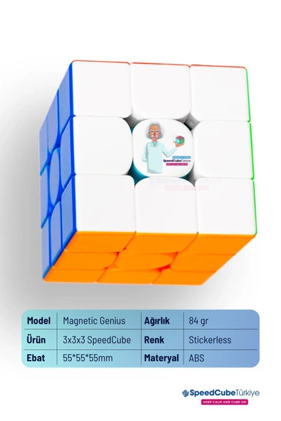 Galery Wood Genius 3x3 Profesyonel Manyetik Mıknatıslı Rubik Küp Akıl Küpü Zeka Küpü Speedcube Canlı Renkler - Resim 4