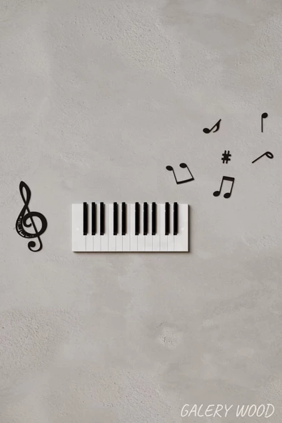 Galery Wood Dekoratif Ahşap 10 Tuşlu Piyano Elbise Askılık Enstrümantal Çok Amaçlı Piano Çanta Kapı Askı;15x38cm - 3