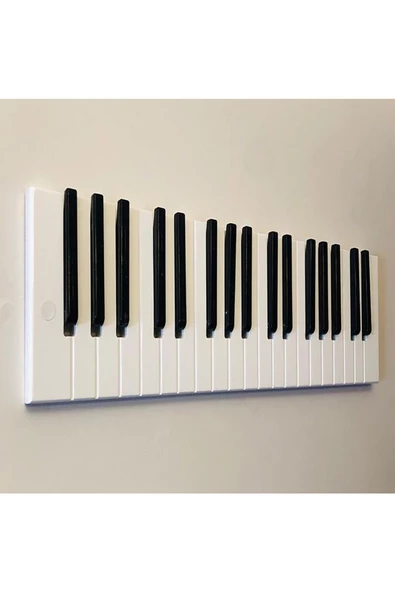 Galery Wood Dekoratif Ahşap 15tuşlu Piyano Elbise Askılık Enstrümantal Çok Amaçlı Duvar Çanta Piano Askı 15x55cm - 2