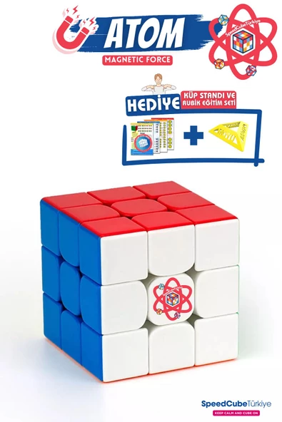 Galery Wood Atom 3x3 Profesyonel Manyetik Mıknatıslı Rubik Küp Akıl Küpü Zeka Küpü Speedcube Canlı Renkler