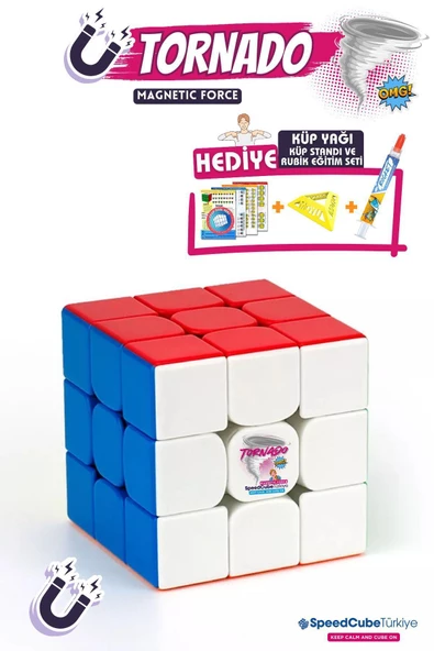 Galery Wood Tornado 3x3 Profesyonel Manyetik Mıknatıslı  Küp Akıl  Zeka Küpü Speedcube Eğitici