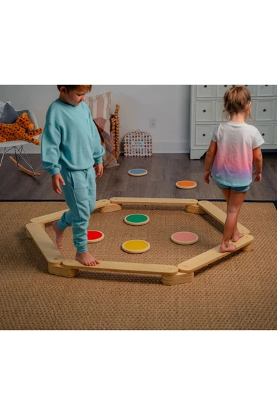 Galery Wood Montessori Ahşap Denge Kirişi (3 SOPA 3 TAŞ)