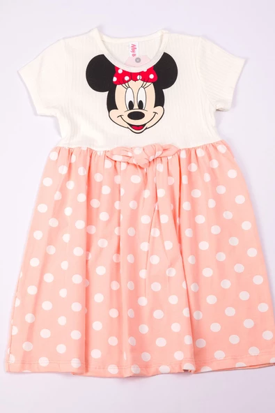 KIZ ÇOCUK ELBİSE KARAKTER BASKILI PUANTİYELİ A79 - Resim 5