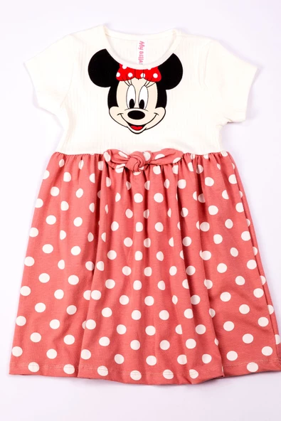 KIZ ÇOCUK ELBİSE KARAKTER BASKILI PUANTİYELİ A79 - Resim 3