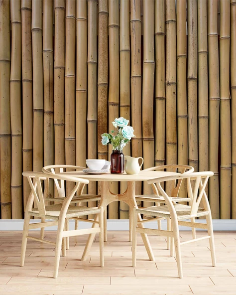 3 Boyutlu Bambu Temalı Duvar Kağıdı - 5