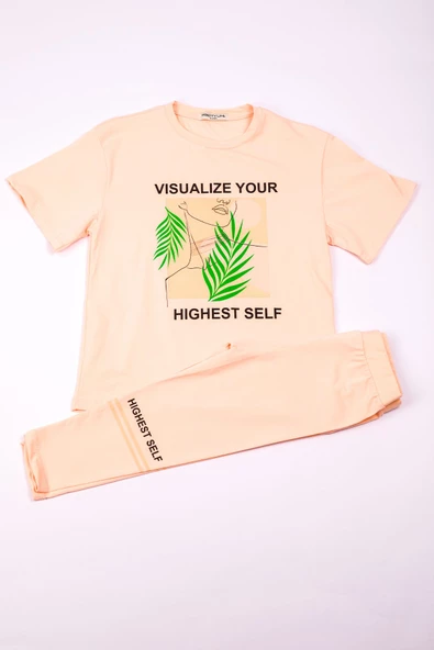 KIZ ÇOCUK TAKIM KAPRİ TAYTLI BASKILI OVERSİZE A84 - 7