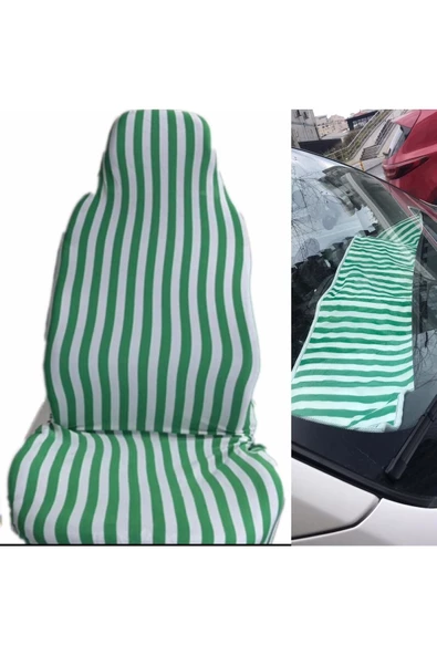 ucuzdukkan28 Toyota Corolla Zebra Çizgili Servis Kılıfı Ve Torpido Havlusu - Yeşil