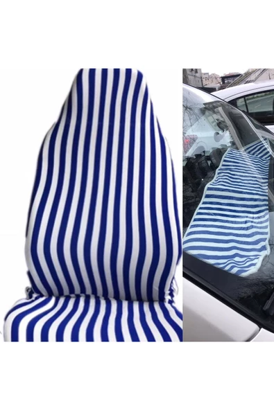 ucuzdukkan28 Kıa Stınger Zebra Çizgili Servis Kılıfı Ve Torpido Havlusu - Mavi