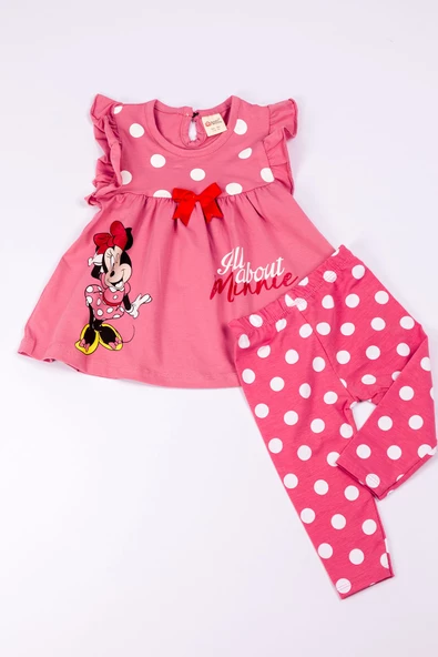 KIZ ÇOCUK TAKIM KAPRİ TAYTLI MİNNİE MOUSE BASKILI PUANTİYELİ B6 - 5