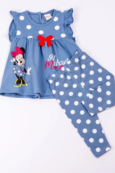 KIZ ÇOCUK TAKIM KAPRİ TAYTLI MİNNİE MOUSE BASKILI PUANTİYELİ B6