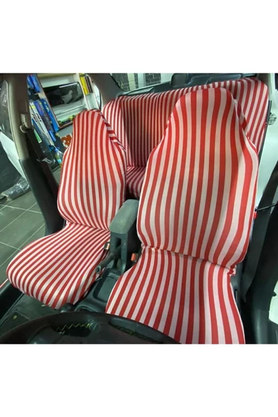 ucuzdukkan28 Honda Integra Zebra Desenli Çizgili Oto Koltuk Kılıfı Set Kırmızı