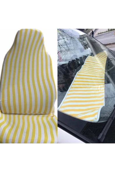 ucuzdukkan28 Cıtroen Xsara Zebra Çizgili Servis Kılıfı Ve Torpido Havlusu - Sarı