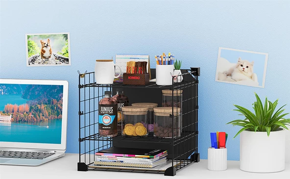 Aparatlı 3 Katlı Çelik Duvar Rafı - Dayanıklı ve Ayarlanabilir Tel Tasarım - 5