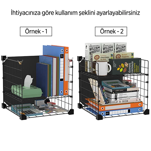 Aparatlı 3 Katlı Çelik Duvar Rafı - Dayanıklı ve Ayarlanabilir Tel Tasarım - 2