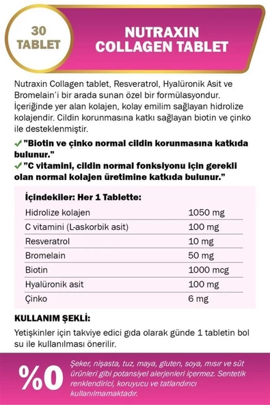Nutraxin Hidrolize Kolajen 30 Tablet - 2