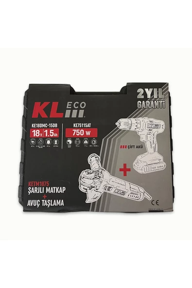 Kl Eco 18v/1.5 Ah Çift Akülü Darbeli Matkap + 750w Avuç Taşlama + 23 Parça Aksesuar - 4