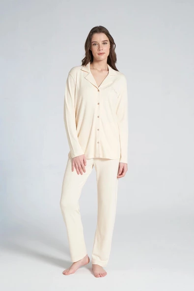 Pijadore Kadın Boydan Düğmeli Pijama Takım 1706 - 1
